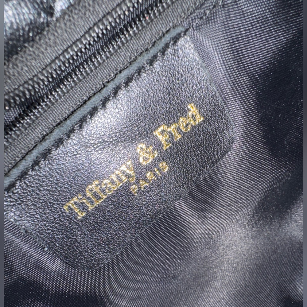 Tiffany & Fred Paris Full-Grain Quilted Sheepskin Black Leather Tote Gold accent - Picture 14 of 15